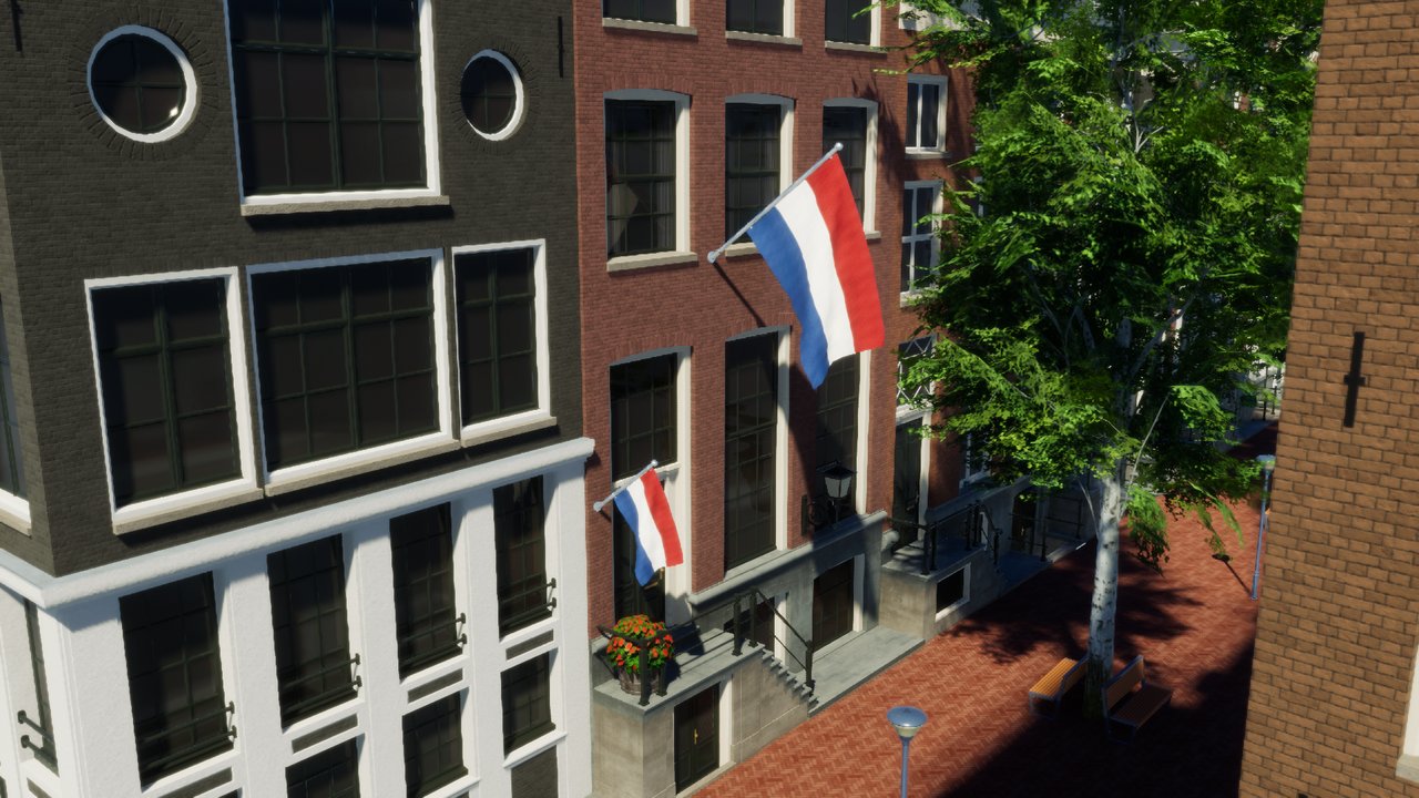 Netherlands flags on canal houses