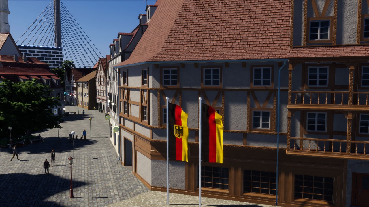 Germany flags on a half-timbered building