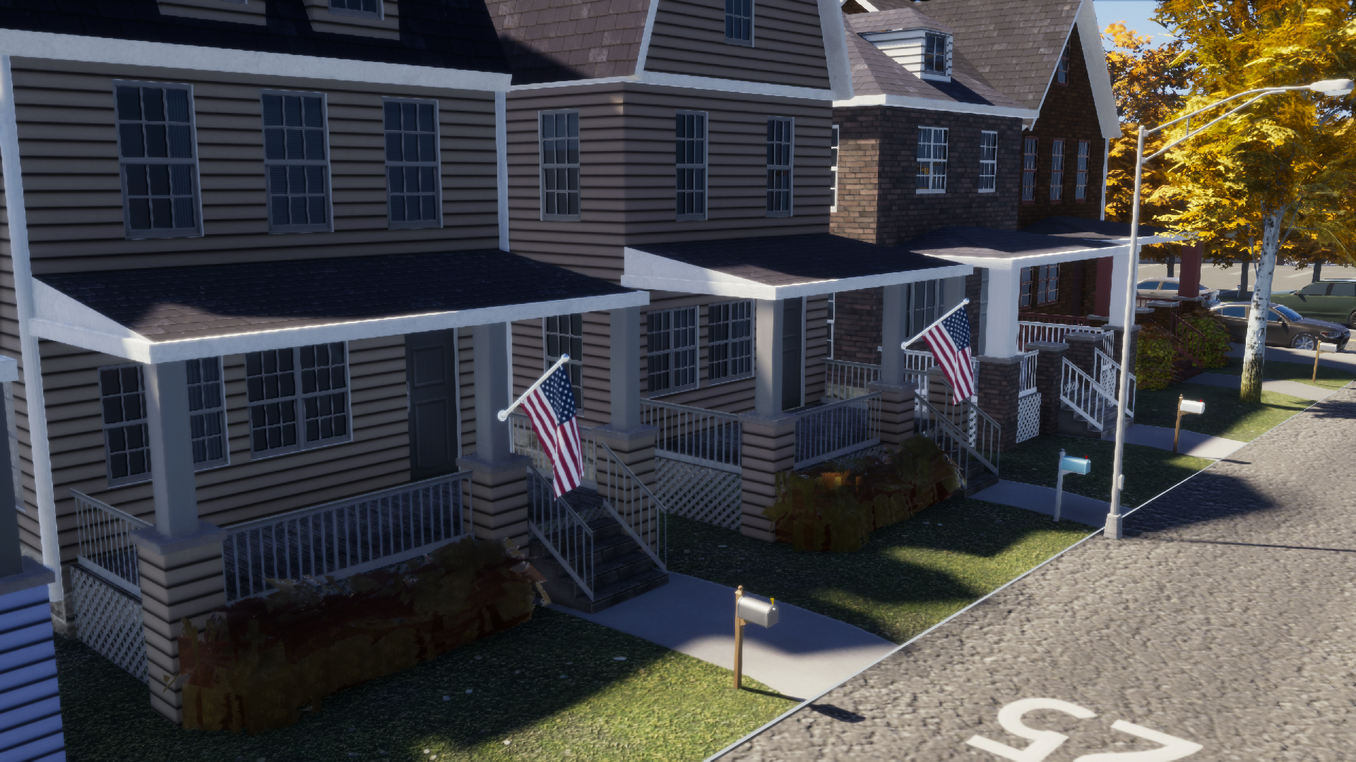 In-game example: USA flags on suburban houses